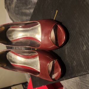 Elegant Red Peep-Toe Heels